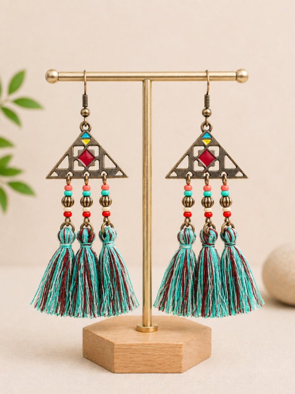 Bohemian Tassel Statement Drop Earrings - Picture 6 of 6